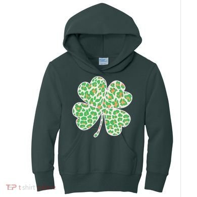 Cute Stylish Leopard Print Shamrock Kids Hoodie
