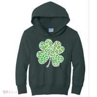 Cute Stylish Leopard Print Shamrock Kids Hoodie thumb 0