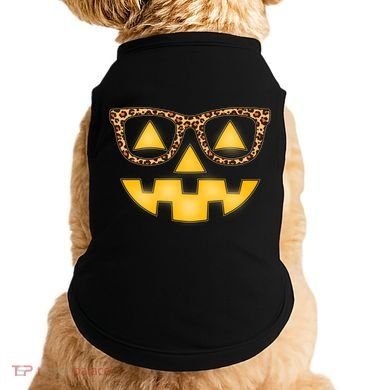 Cute Stylish Pumpkin Face With Glasses Doggie Tank