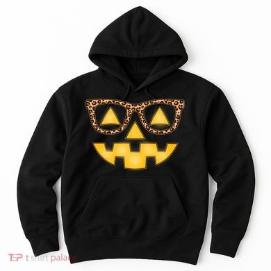 Cute Stylish Pumpkin Face With Glasses Hoodie