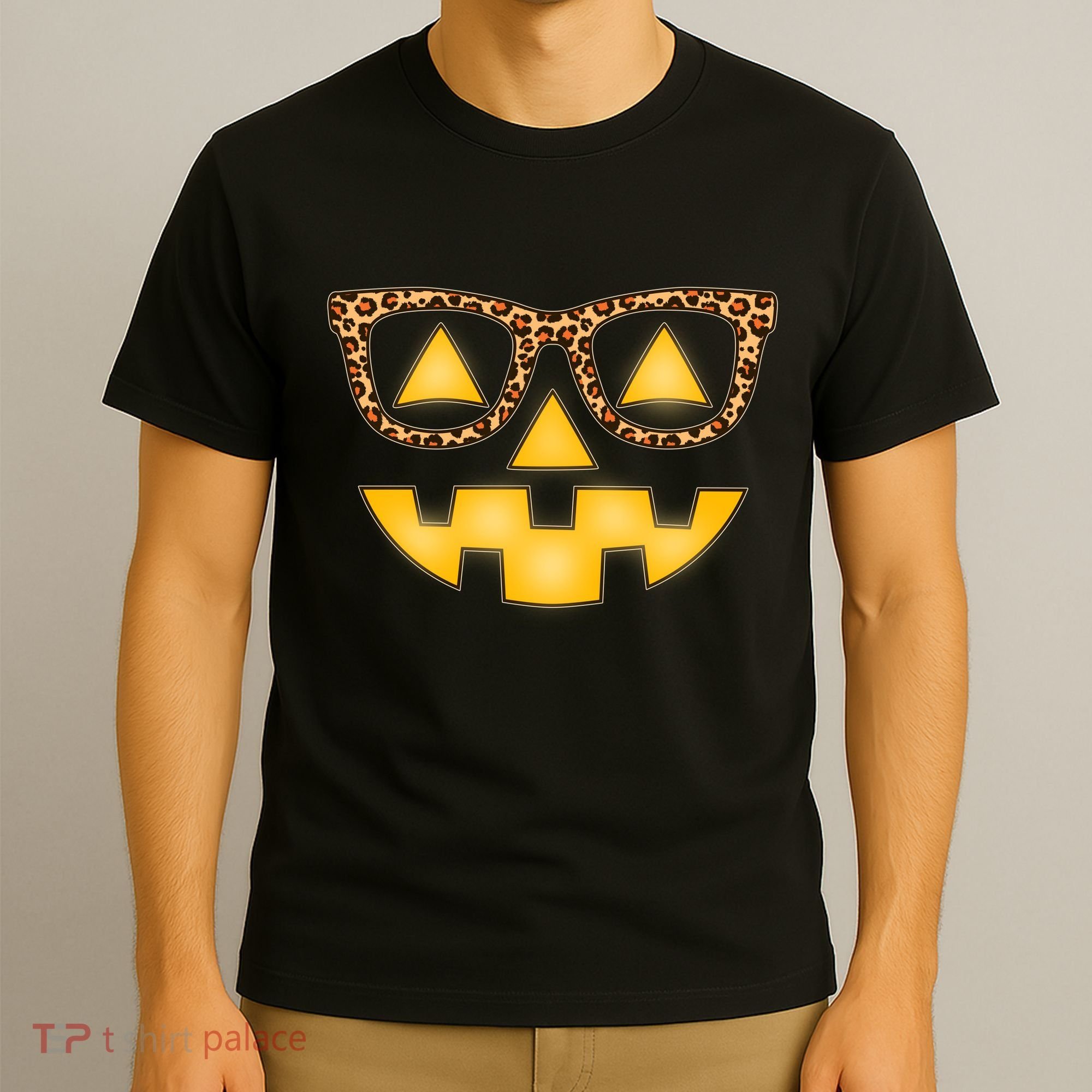 Cute Stylish Pumpkin Face With Glasses T-Shirt