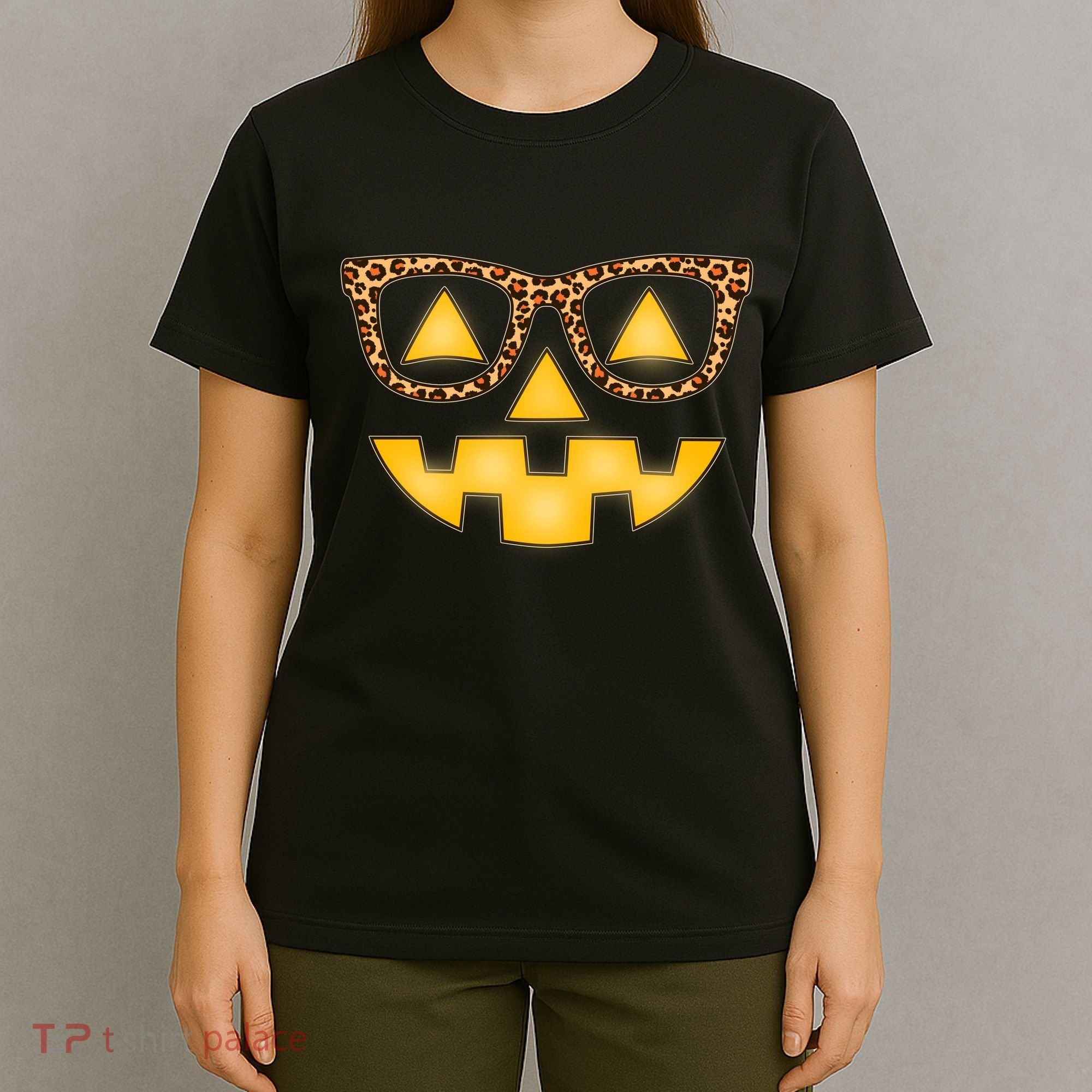 Cute Stylish Pumpkin Face With Glasses T-Shirt