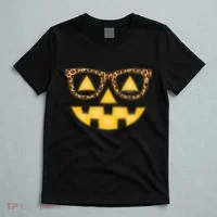 Cute Stylish Pumpkin Face With Glasses T-Shirt thumb 5