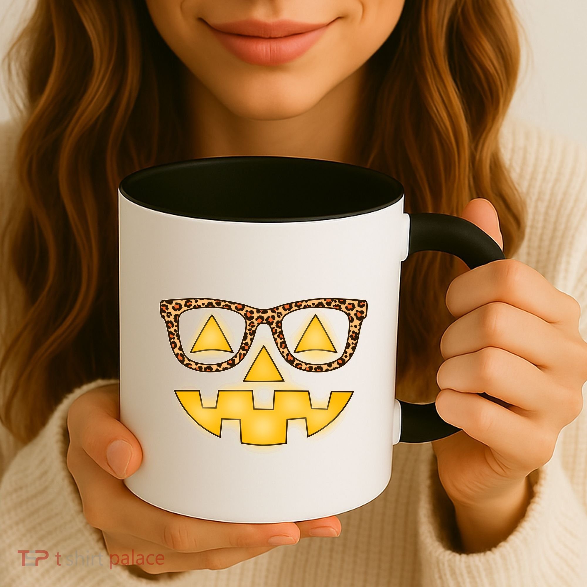 Cute Stylish Pumpkin Face With Glasses Coffee Mug