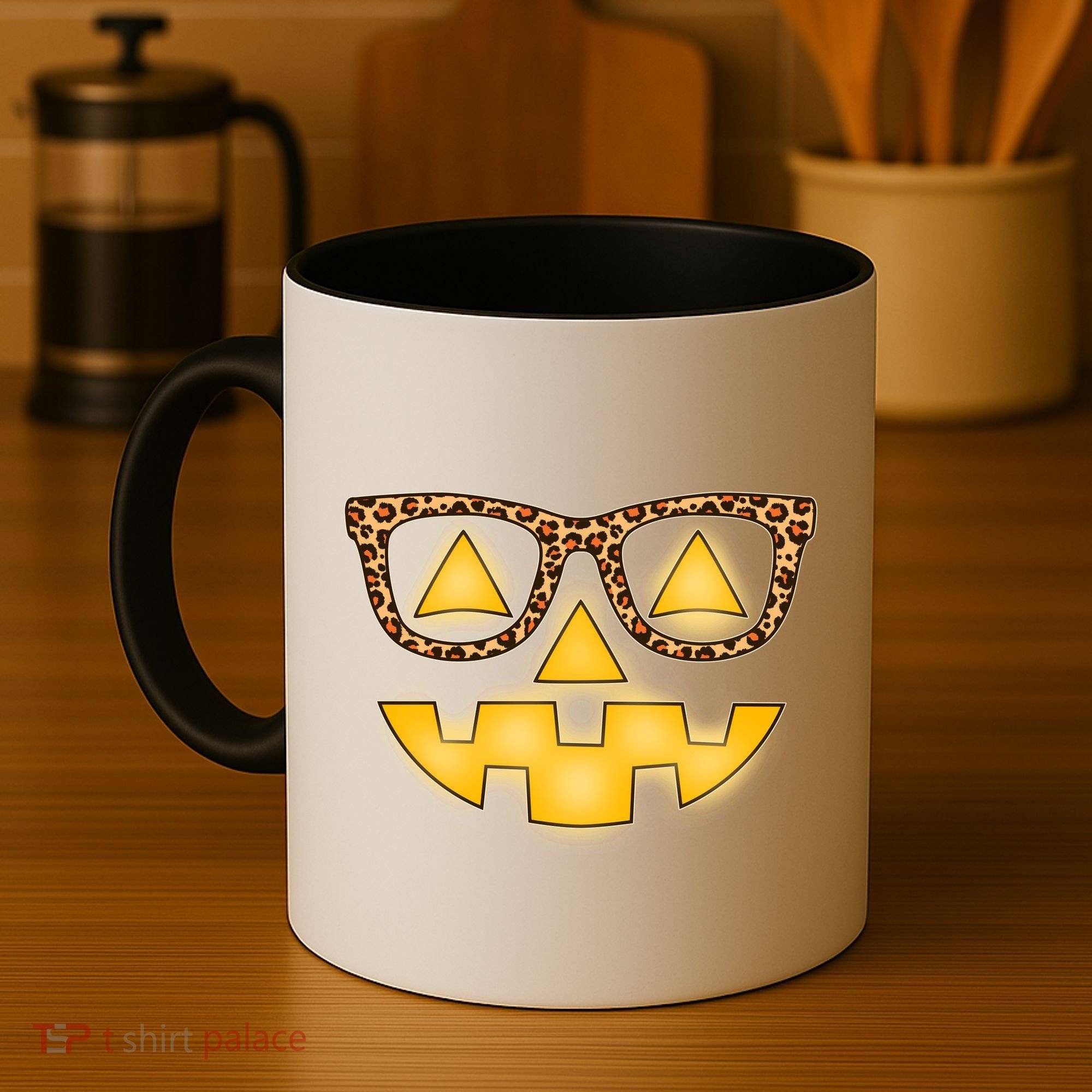 Cute Stylish Pumpkin Face With Glasses Coffee Mug