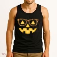 Cute Stylish Pumpkin Face With Glasses Tank Top thumb 3