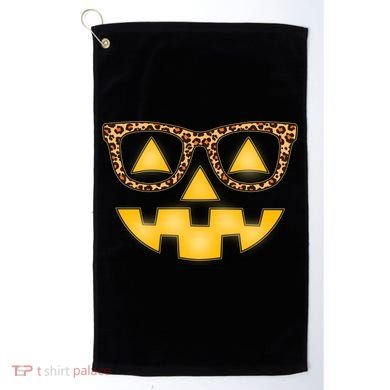 Cute Stylish Pumpkin Face With Glasses Golf Towel