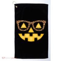 Cute Stylish Pumpkin Face With Glasses Golf Towel thumb 0