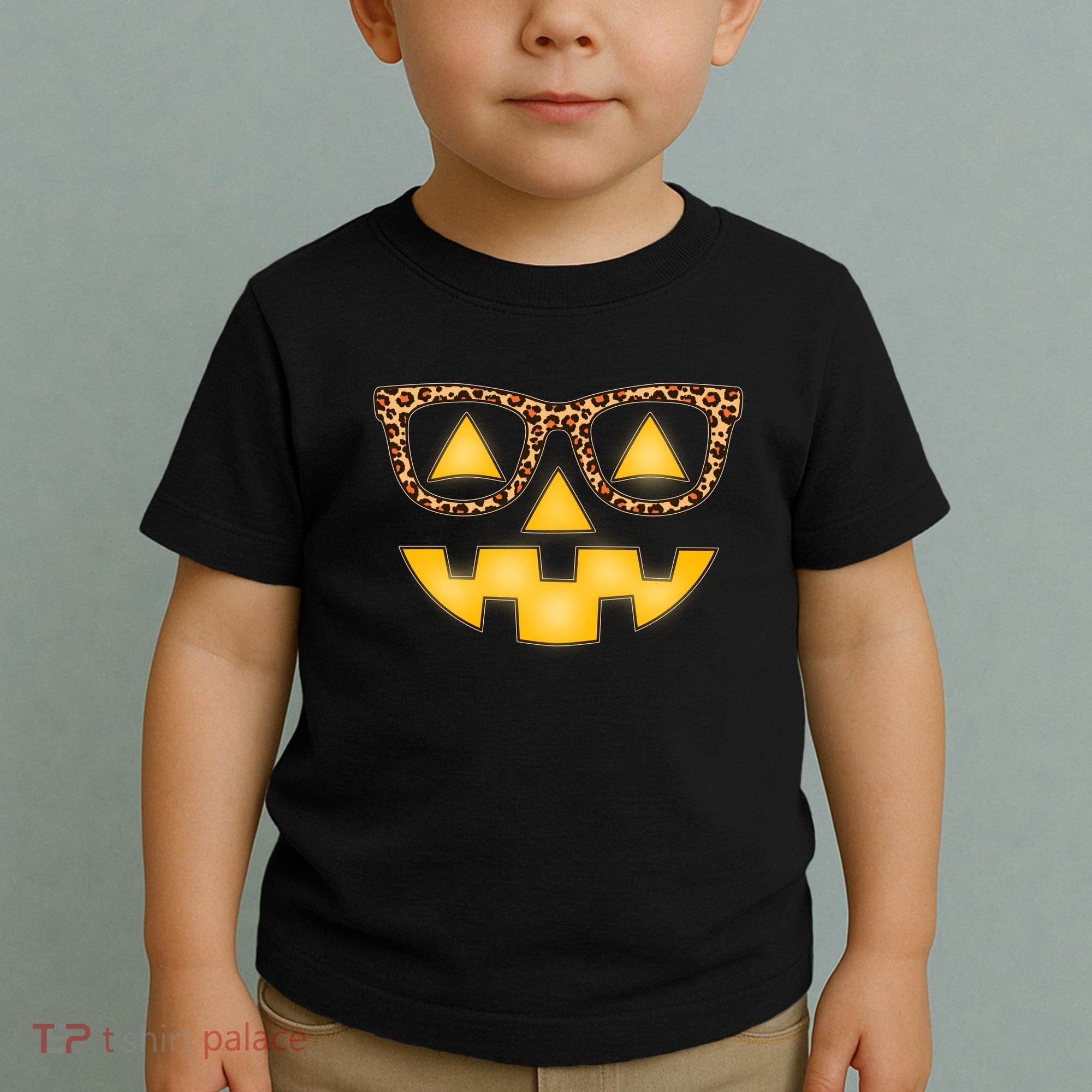 Cute Stylish Pumpkin Face With Glasses Toddler T-Shirt