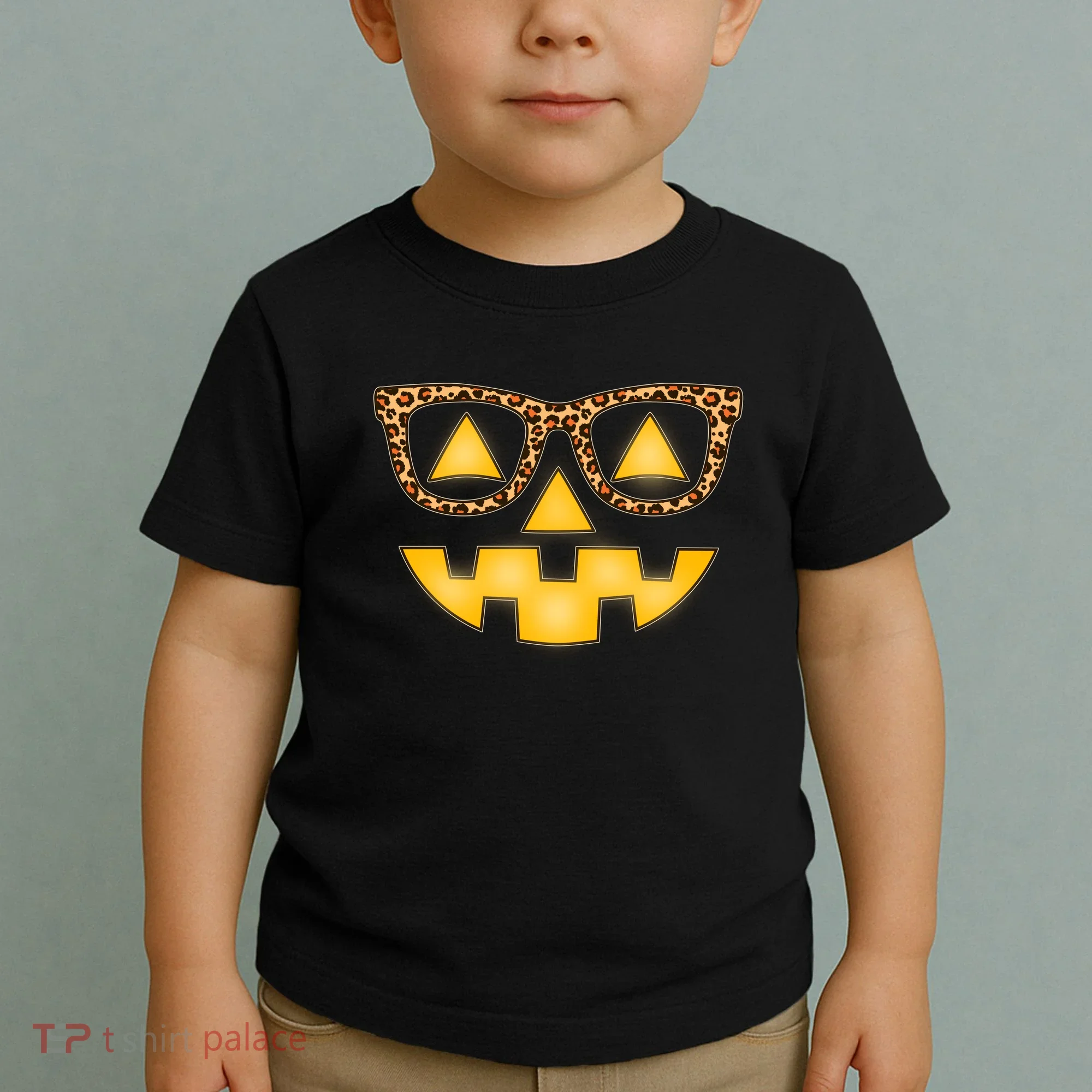 Cute Stylish Pumpkin Face With Glasses Toddler T-Shirt