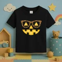 Cute Stylish Pumpkin Face With Glasses Toddler T-Shirt thumb 3
