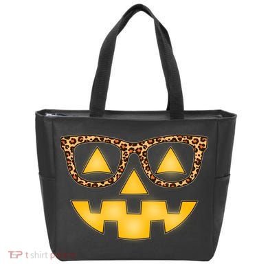 Cute Stylish Pumpkin Face With Glasses Bag