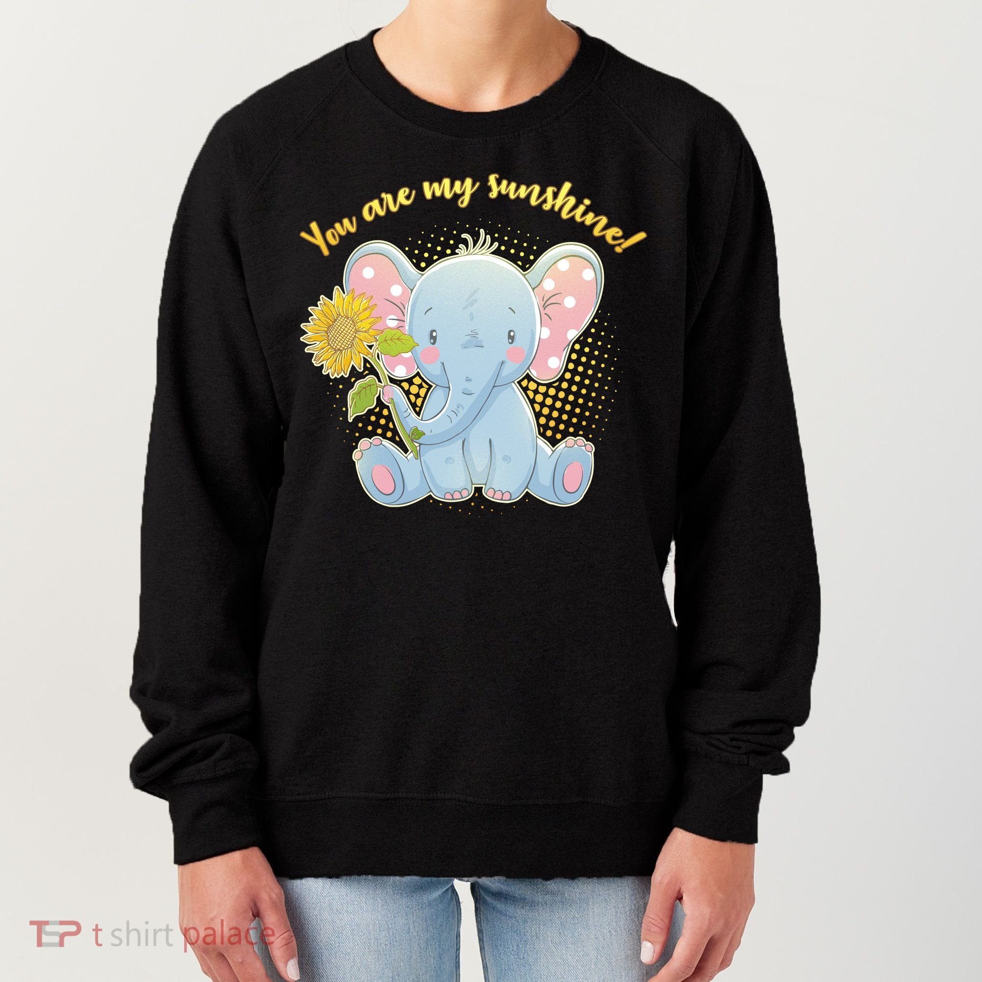 Cute Sunflower Elephant Sunshine  Women's Sweatshirt