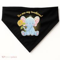 Cute Sunflower Elephant Sunshine  USA-Made Doggie Bandana thumb 0