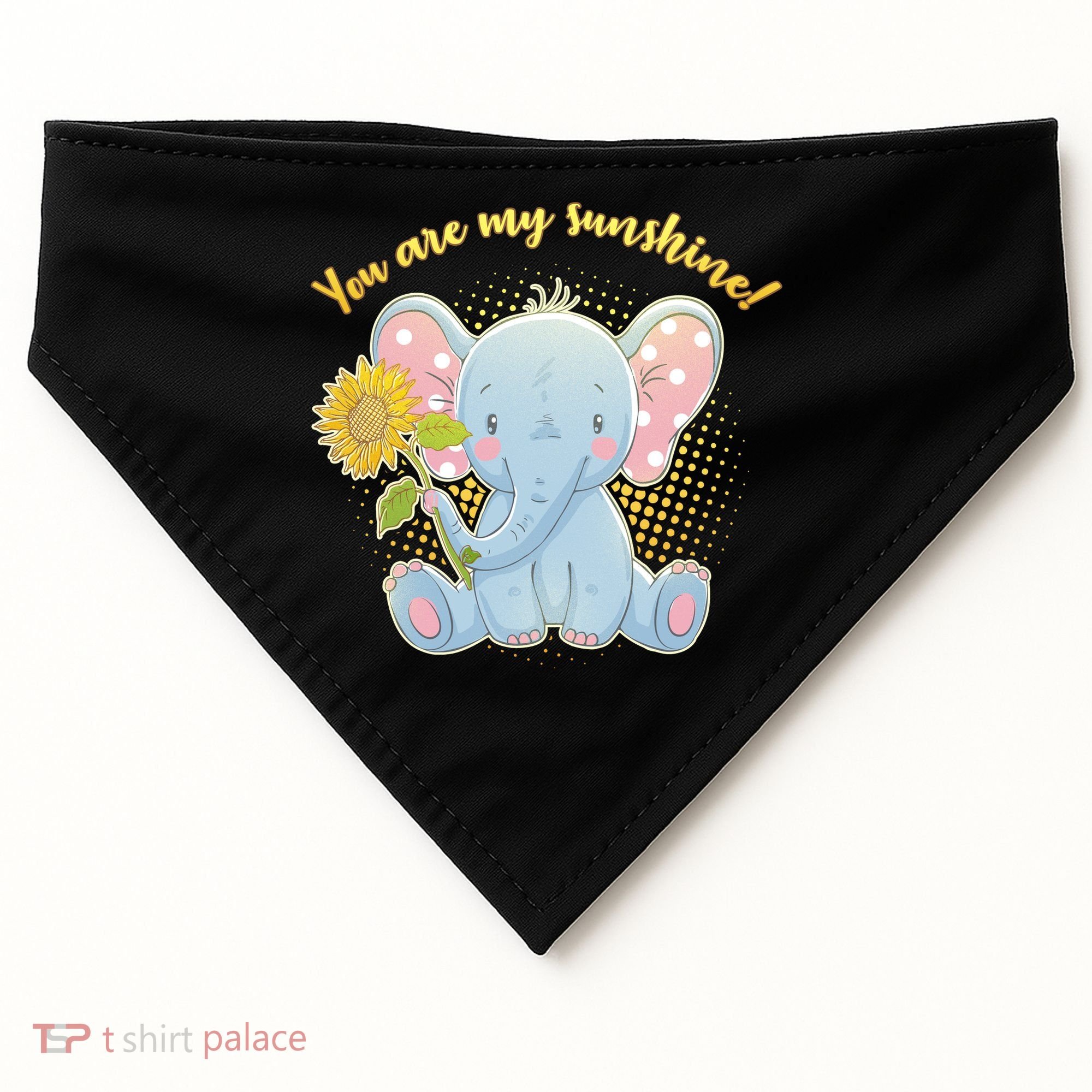 Cute Sunflower Elephant Sunshine  USA-Made Doggie Bandana