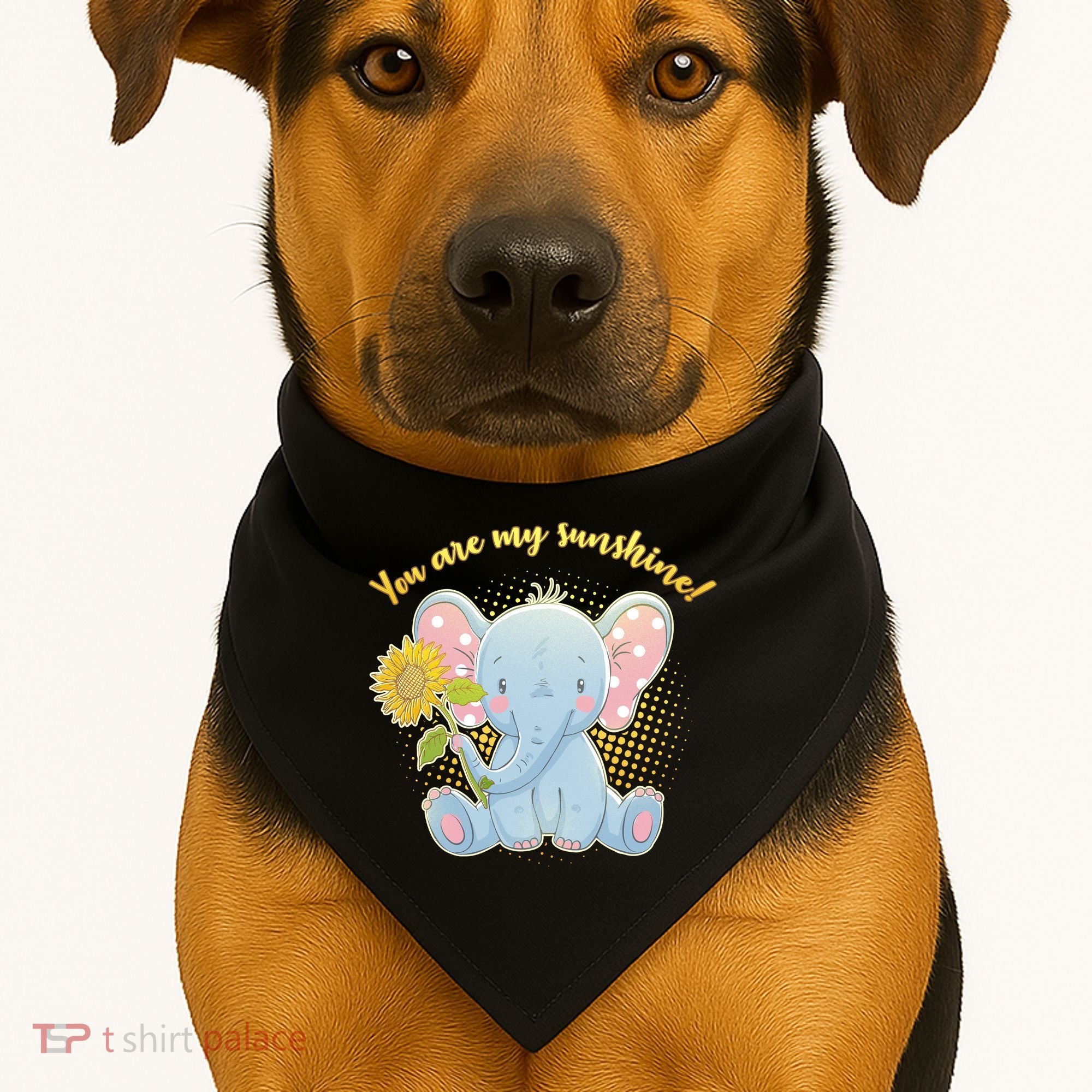 Cute Sunflower Elephant Sunshine  USA-Made Doggie Bandana
