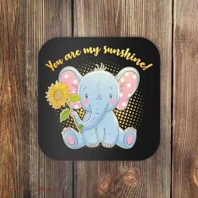 Cute Sunflower Elephant Sunshine  Coaster