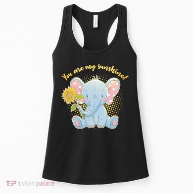 Cute Sunflower Elephant Sunshine  Women's Tank Top