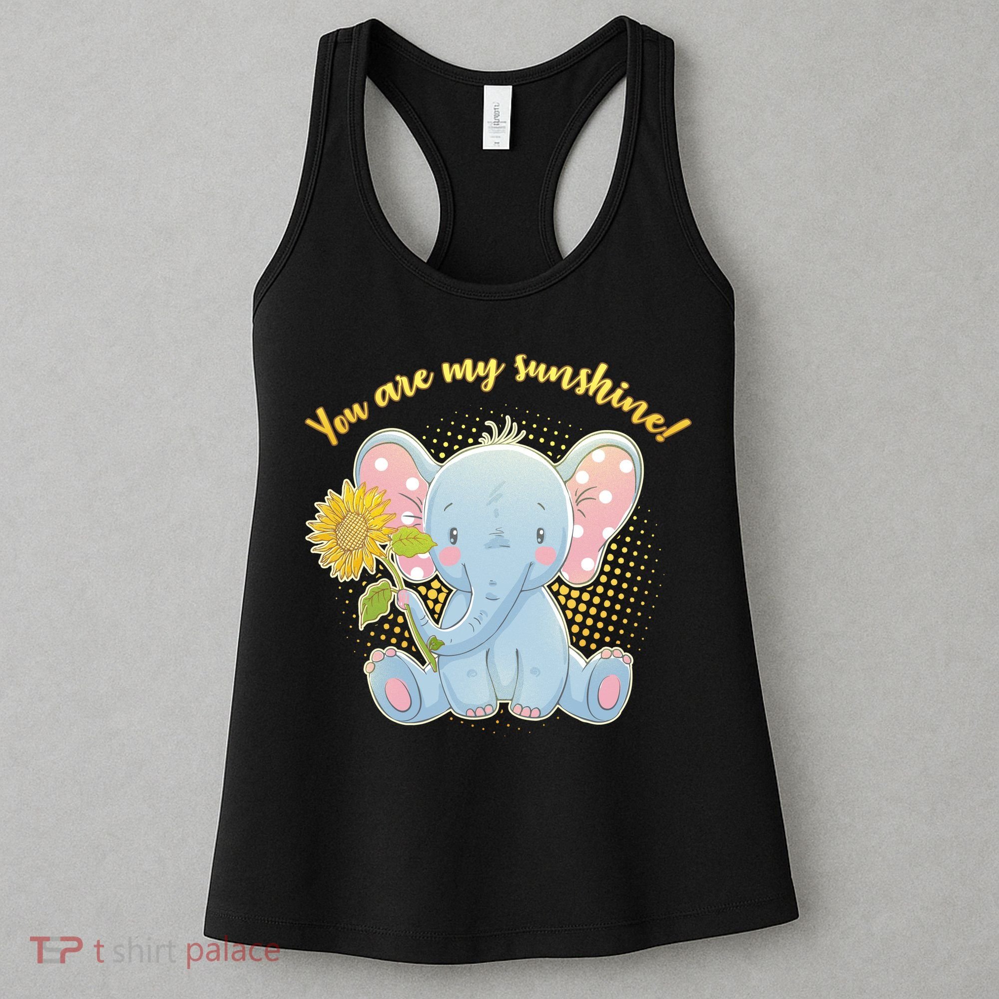Cute Sunflower Elephant Sunshine  Women's Tank Top