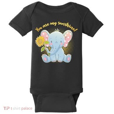 Cute Sunflower Elephant Sunshine  Baby Bodysuit