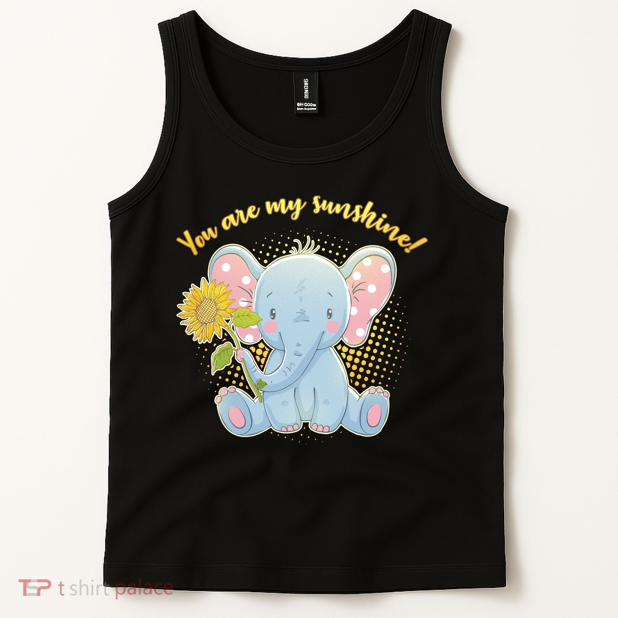 Cute Sunflower Elephant Sunshine  Tank Top