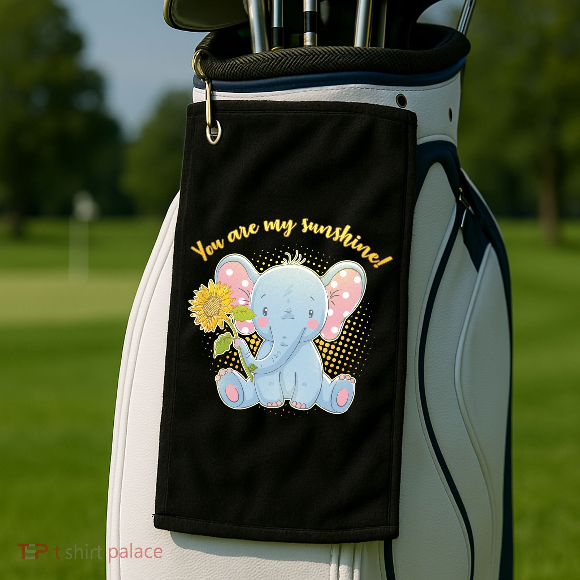 Cute Sunflower Elephant Sunshine  Golf Towel