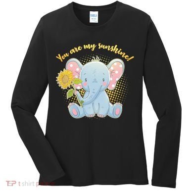 Cute Sunflower Elephant Sunshine  Women's Long Sleeve Shirt