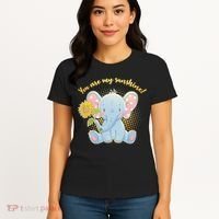 Cute Sunflower Elephant Sunshine  Women's T-Shirt thumb 4