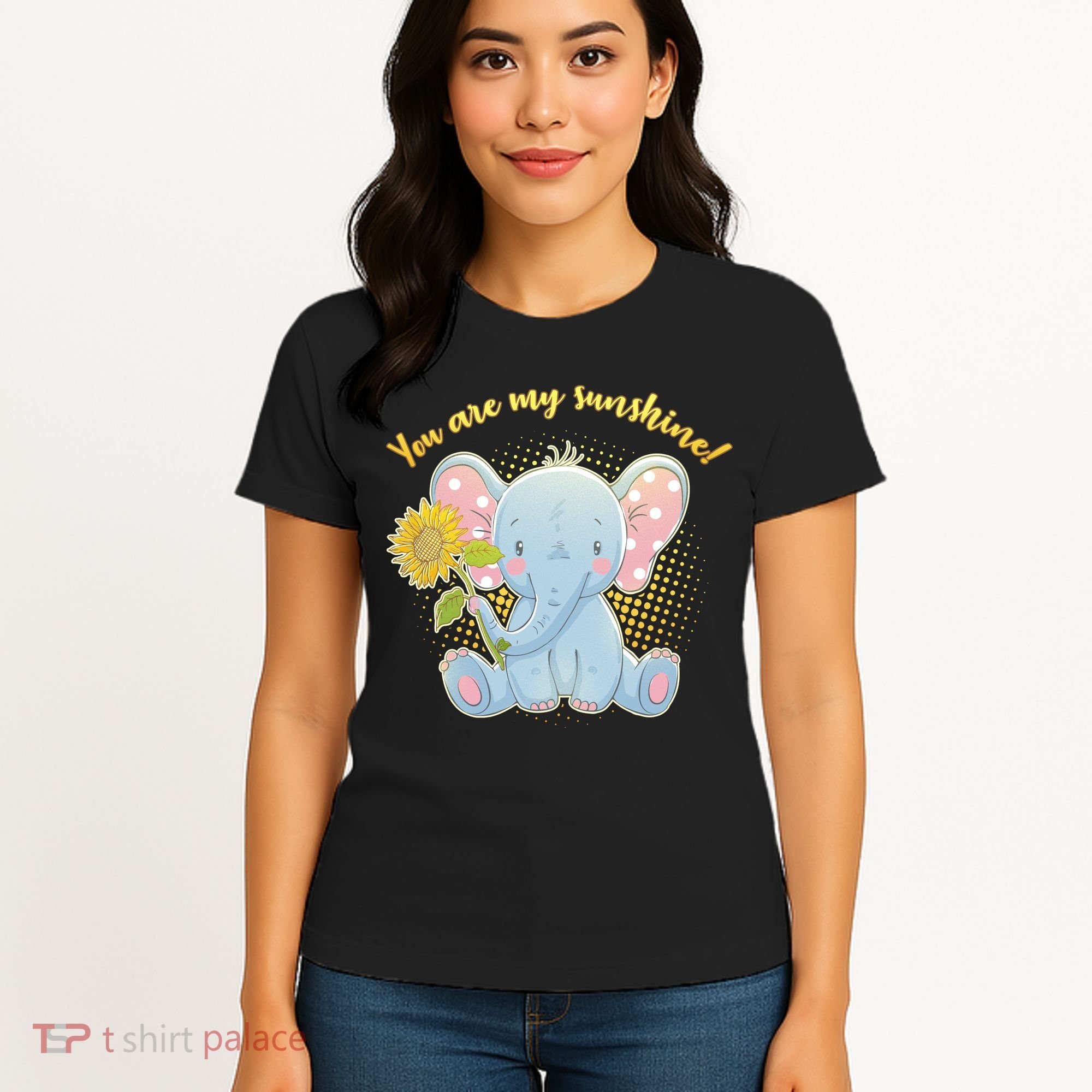 Cute Sunflower Elephant Sunshine  Women's T-Shirt