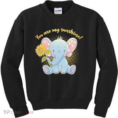 Cute Sunflower Elephant Sunshine  Kids Sweatshirt