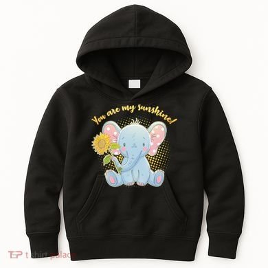 Cute Sunflower Elephant Sunshine  Kids Hoodie