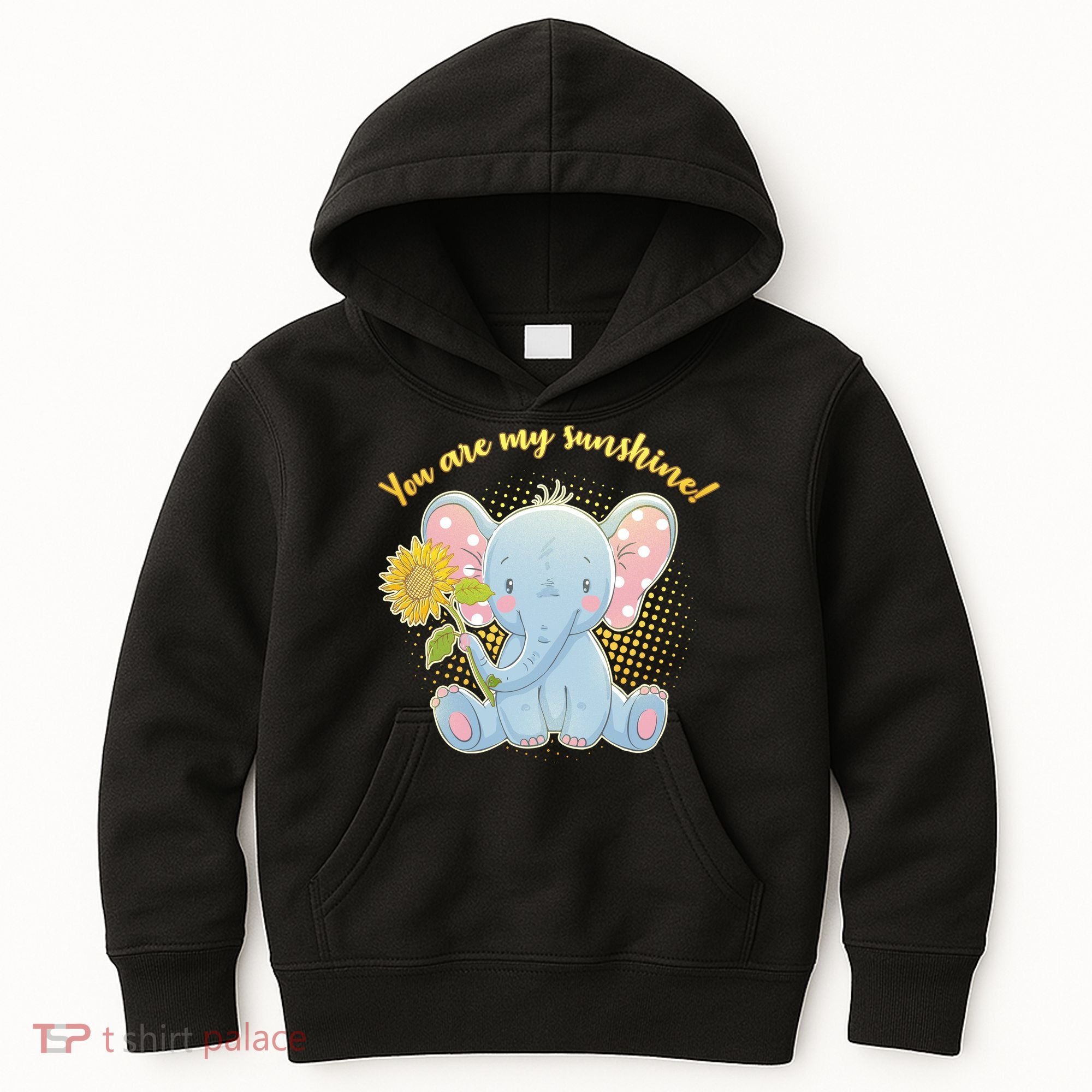 Cute Sunflower Elephant Sunshine  Kids Hoodie