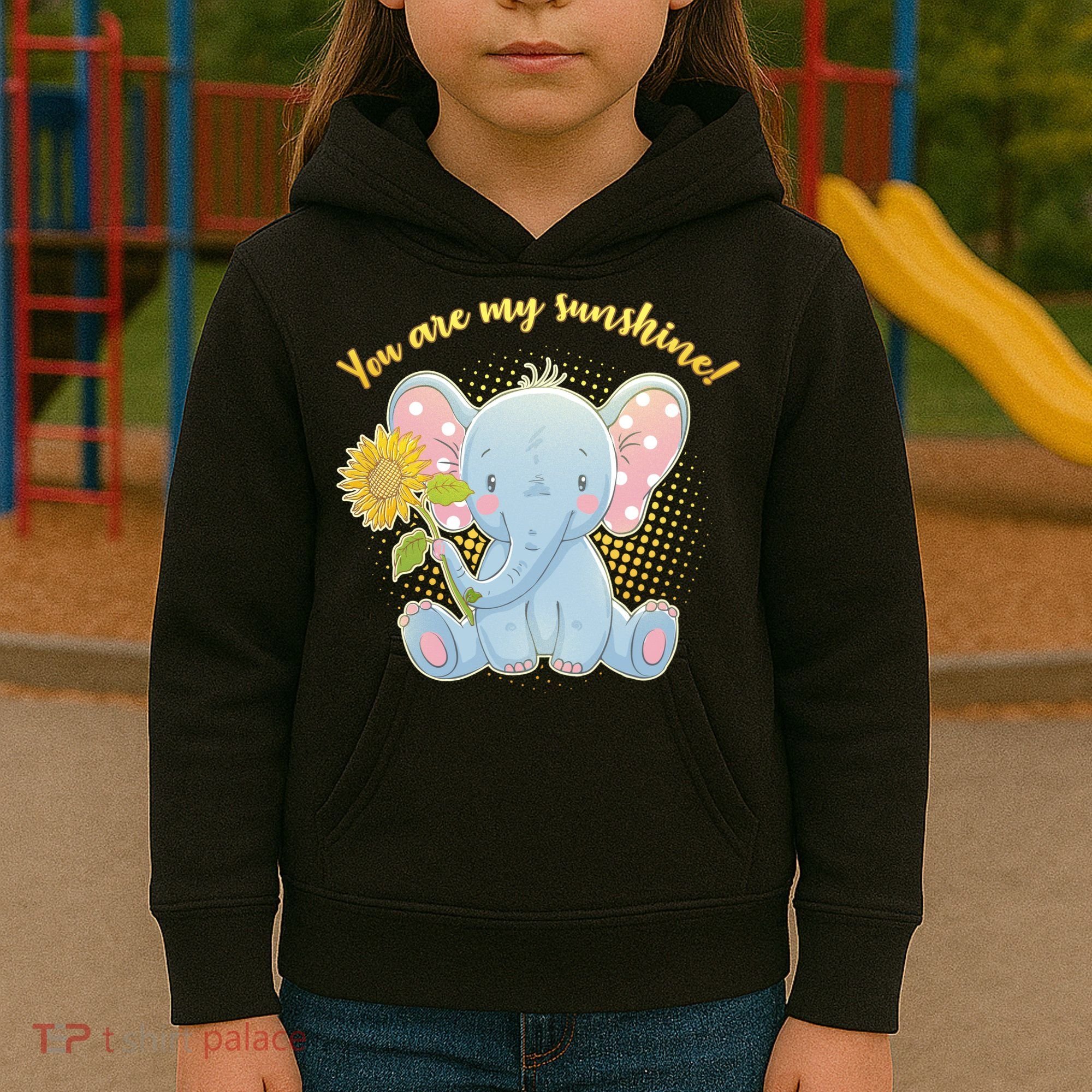 Cute Sunflower Elephant Sunshine  Kids Hoodie