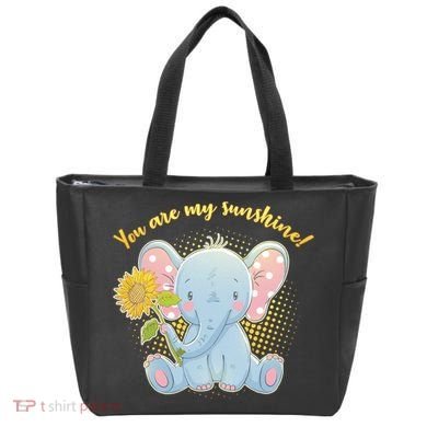 Cute Sunflower Elephant Sunshine  Tote Bag