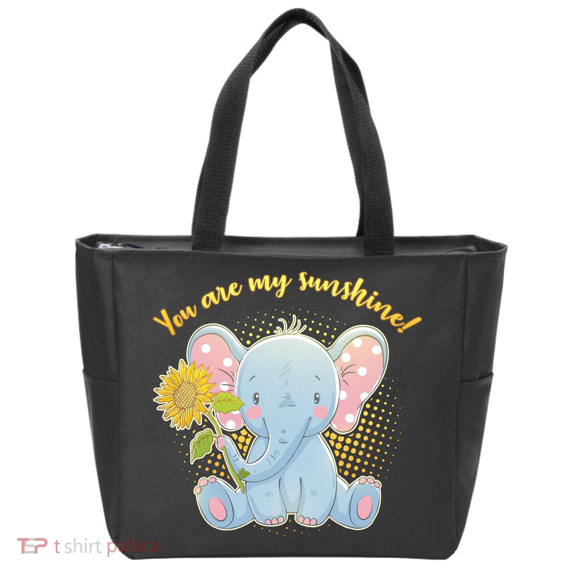 Cute Sunflower Elephant Sunshine  Tote Bag