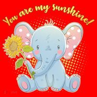 Cute Sunflower Elephant Sunshine  Santa Hat thumb 1