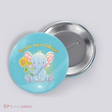 Cute Sunflower Elephant Sunshine  Button