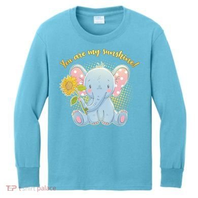 Cute Sunflower Elephant Sunshine  Kids Long Sleeve Shirt