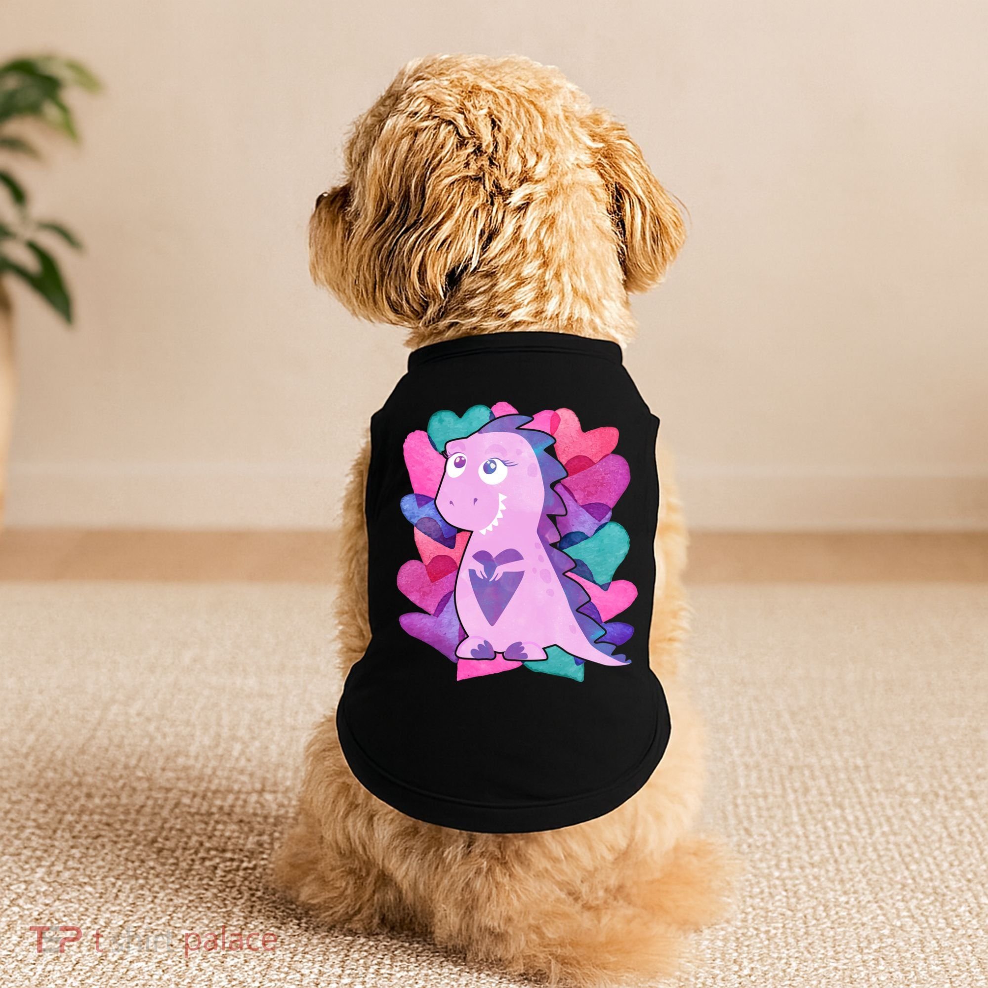 Cute T-Rex Valentine Full Of Hearts Doggie Tank