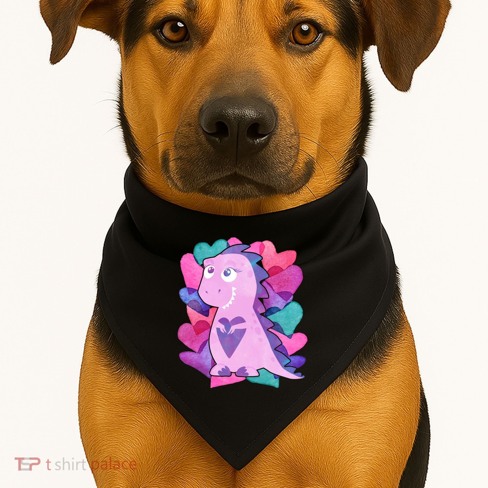 Cute T-Rex Valentine Full Of Hearts USA-Made Doggie Bandana