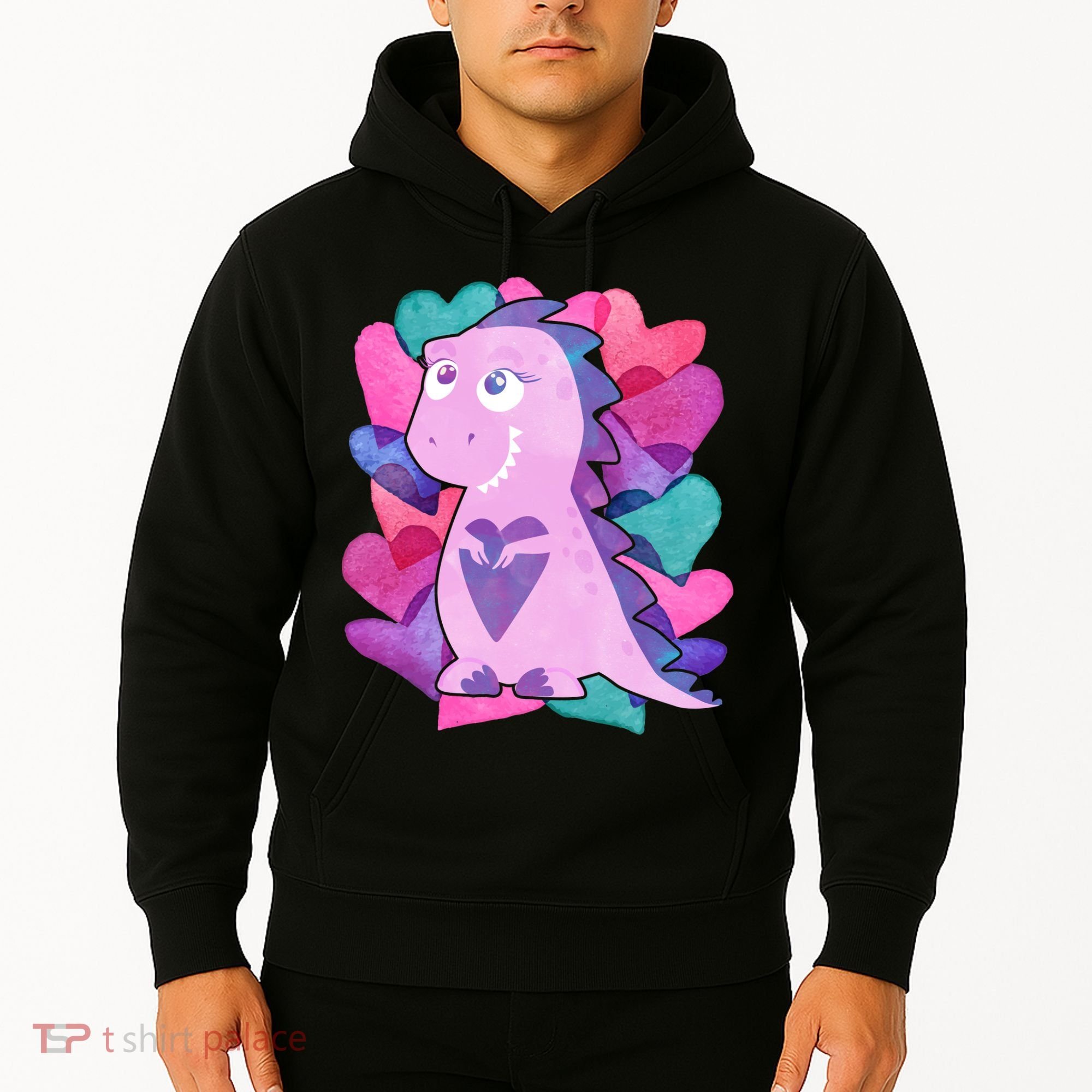 Cute T-Rex Valentine Full Of Hearts Hoodie