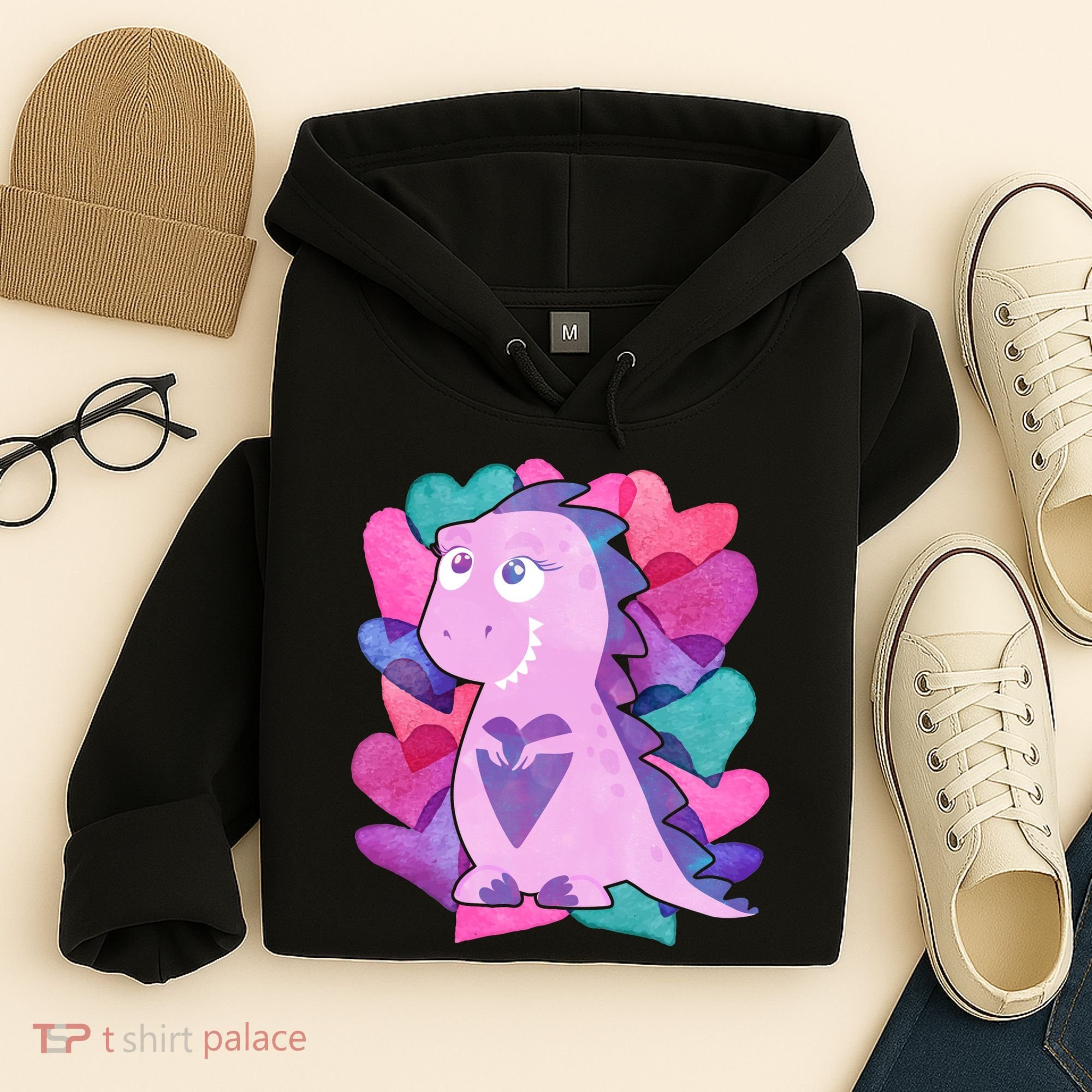 Cute T-Rex Valentine Full Of Hearts Hoodie
