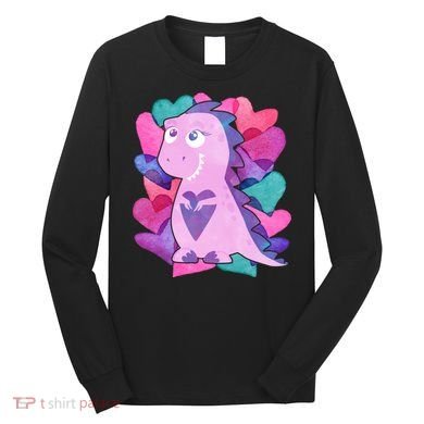 Cute T-Rex Valentine Full Of Hearts Long Sleeve Shirt