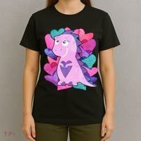 Cute T-Rex Valentine Full Of Hearts T-Shirt thumb 4