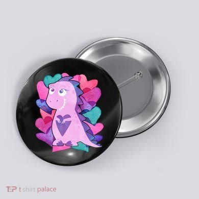 Cute T-Rex Valentine Full Of Hearts Button