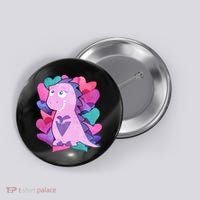Cute T-Rex Valentine Full Of Hearts Button thumb 0