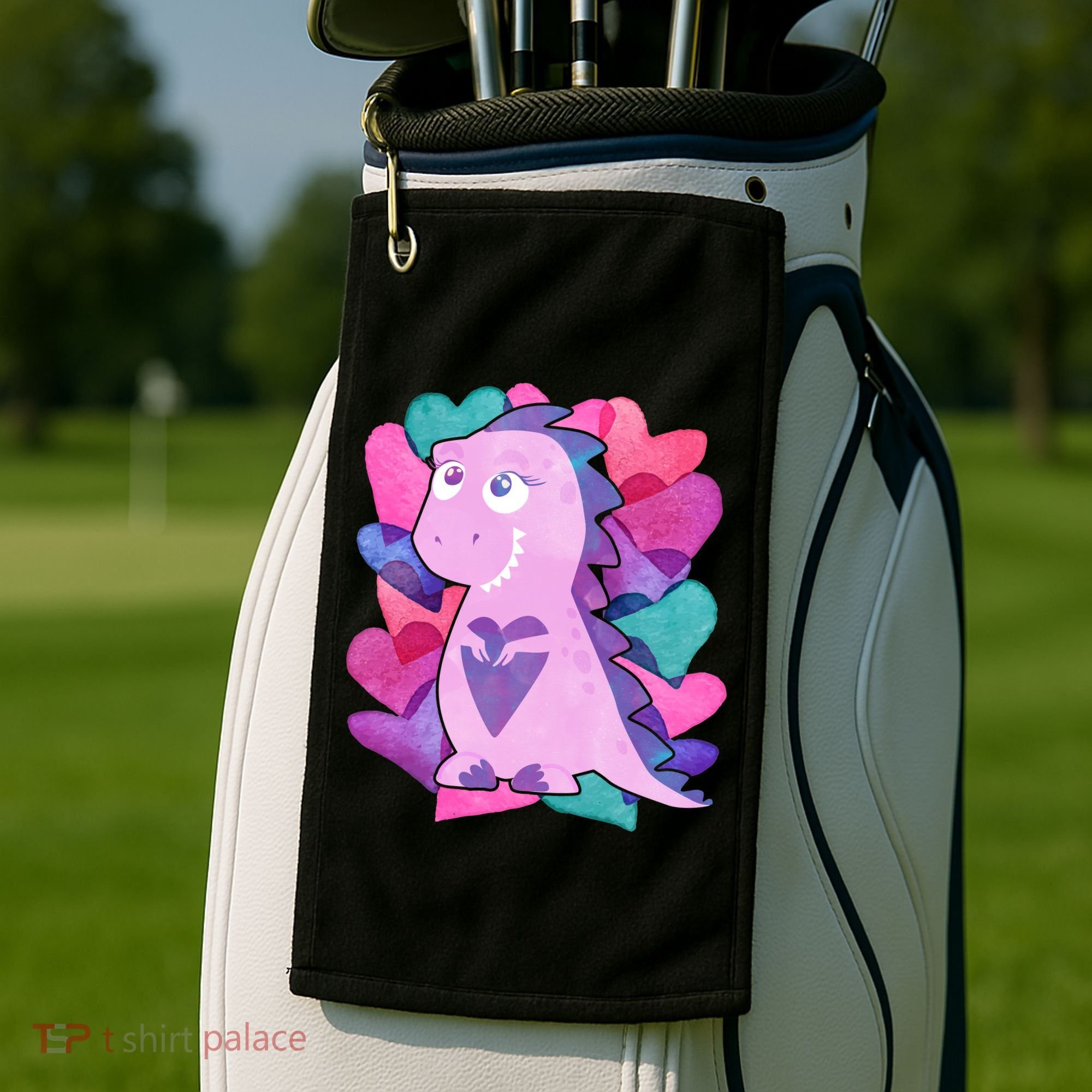 Cute T-Rex Valentine Full Of Hearts Golf Towel
