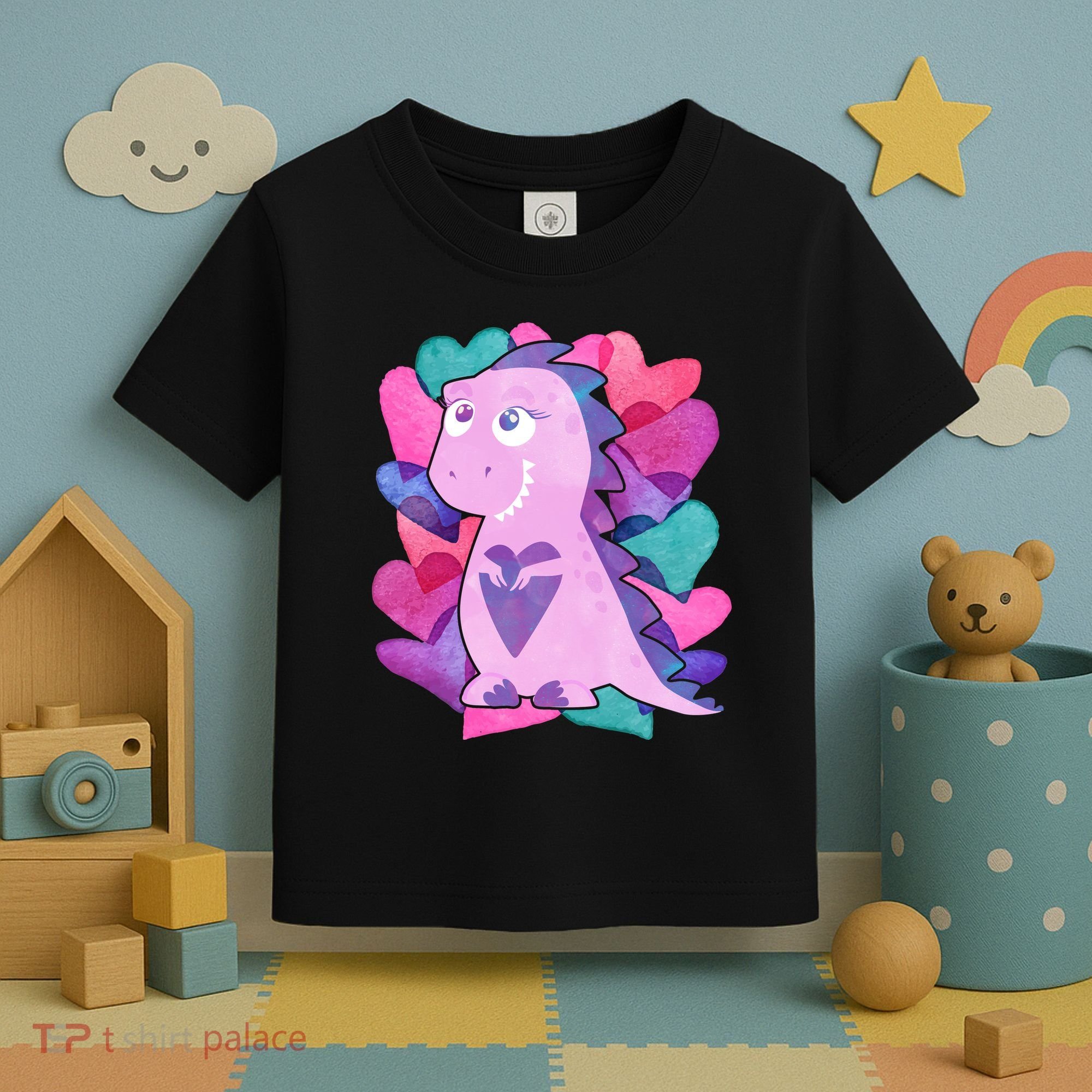 Cute T-Rex Valentine Full Of Hearts Toddler T-Shirt