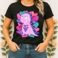 Cute T-Rex Valentine Full Of Hearts Women's T-Shirt thumb 2