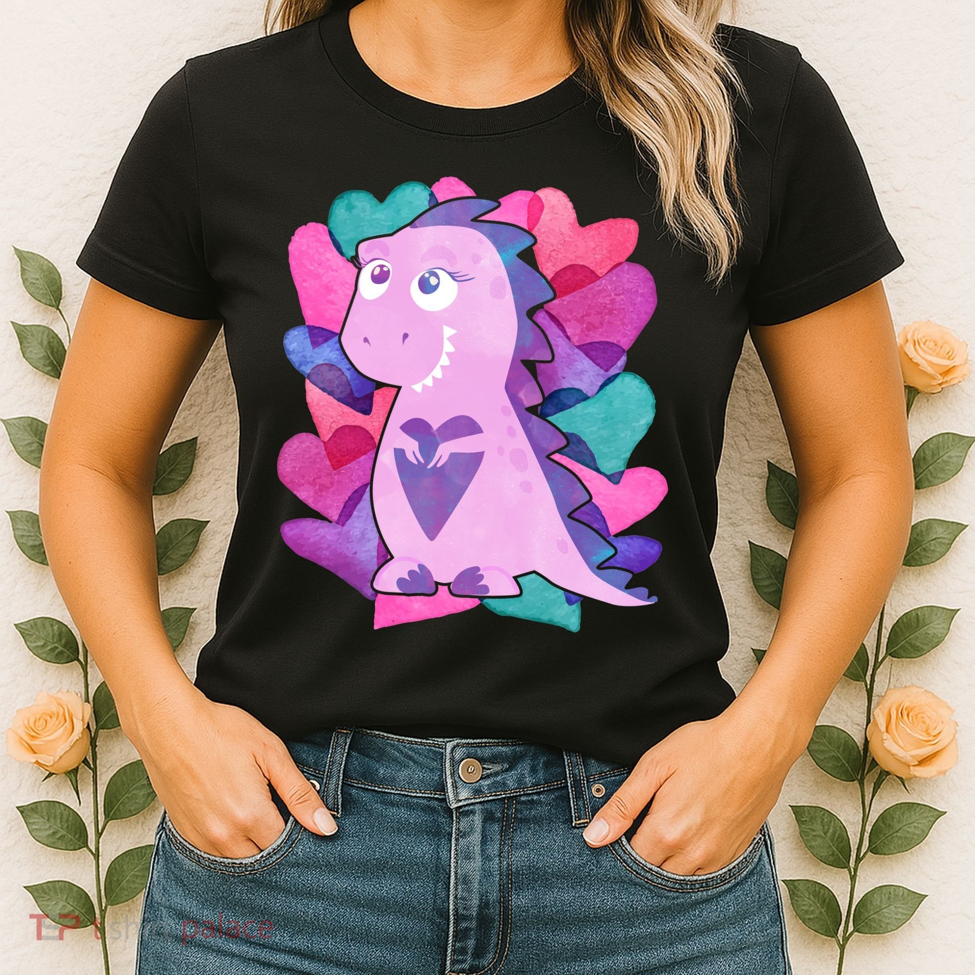 Cute T-Rex Valentine Full Of Hearts Women's T-Shirt